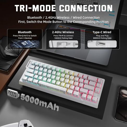الهجوم Shark X68 Pro He Wireless Rapid Trigger Gaming Keyboard مع تشغيل قابلة للتعديل ، ومعدل الاقتراع 8K ، والمفتاح المغناطيسي للمخلف in Kuwait