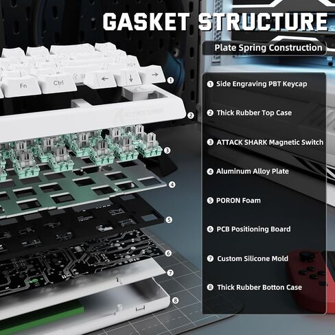 الهجوم Shark X68 Pro He Wireless Rapid Trigger Gaming Keyboard مع تشغيل قابلة للتعديل ، ومعدل الاقتراع 8K ، والمفتاح المغناطيسي للمخلف in Kuwait