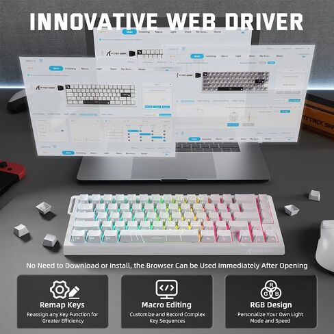 الهجوم Shark X68 Pro He Wireless Rapid Trigger Gaming Keyboard مع تشغيل قابلة للتعديل ، ومعدل الاقتراع 8K ، والمفتاح المغناطيسي للمخلف in Kuwait
