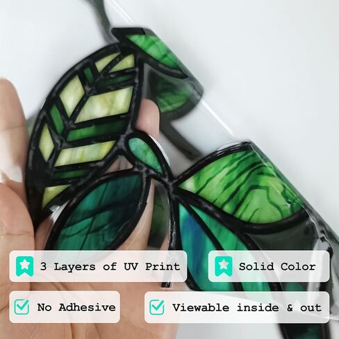 funlife Original Hand-Drawn Stained Glass Window Film, Double-Sided Static Cling Window Cling, Non-Adhesive Glass Windows Combos Decal Decor for Glass Door, Medium Blue Birds in Kuwait