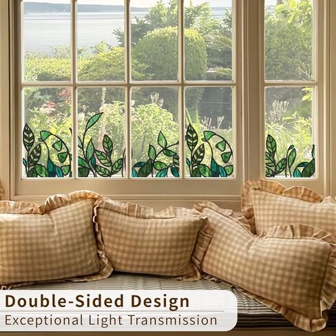 funlife Original Hand-Drawn Stained Glass Window Film, Double-Sided Static Cling Window Cling, Non-Adhesive Glass Windows Combos Decal Decor for Glass Door, Medium Blue Birds in Kuwait