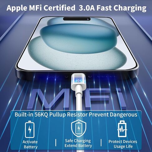 شاحن سريع USB-C، [معتمد من Apple MFi] بقدرة 60 وات وكابل شحن سريع أصلي لنقل مزامنة البيانات لأجهزة iPhone 14/13/12/11/X/SE/8، iPad، Airpods in Saudi Arabia