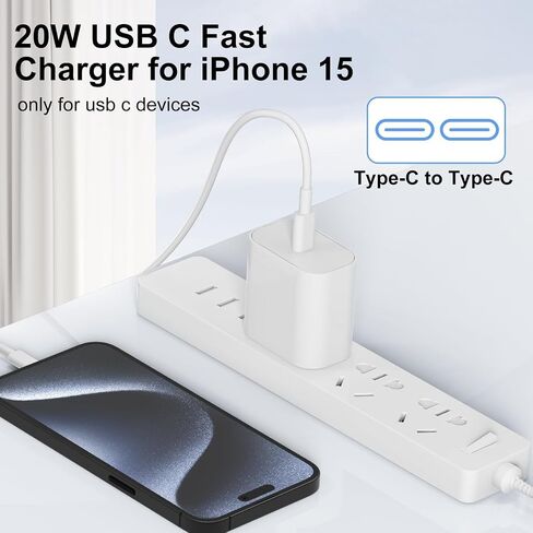 شاحن سريع USB-C، [معتمد من Apple MFi] بقدرة 60 وات وكابل شحن سريع أصلي لنقل مزامنة البيانات لأجهزة iPhone 14/13/12/11/X/SE/8، iPad، Airpods in Saudi Arabia