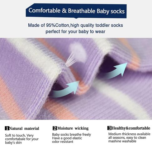 Tphon Non Slip Kids Toddler Socks with Grippers Baby 12 Pairs Anti Skid Socks for Boys Girls 0-7 Year Children in Kuwait