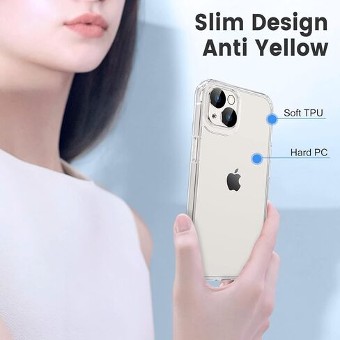 Maxdara [3 in 1 for iPhone 14 Clear Case, iPhone 14 Case with Tempered Glass Screen Protector and Camera Lens Protector Drop Protection Case for iPhone 14 6.1 Inch(Transparent+Clear) in Kuwait