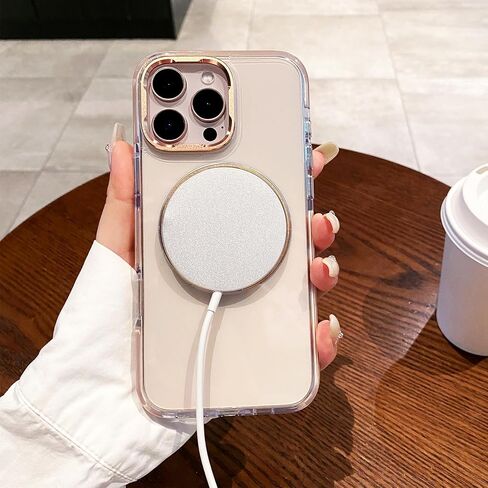 OWLSTAR for iPhone 16 Pro Max Case with 360° Rotatable Metal Magnetic Ring Stand, Compatible with MagSafe, Non-Yellowing Clear Hard-Back Protective Kickstand Phone Case 6.9 inch (Desert Gold) in Saudi Arabia