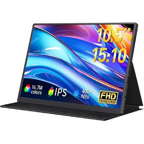 Small Portable Monitor 10.5" 1920x1280 FHD 400Nits Eye Care Mini Travel Monitor w/Smart Cover & Speaker, HDR Portable Gaming Display, USB C HDMI External Screen for Laptop Switch, PS5/4