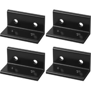 uxcell 4080 Aluminum Extrusion Profile Corner Bracket, 4 Holes L-Shape Black Bracket, Right Angle Joint Connectors, 2 PCS