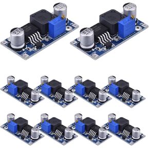 10 Packs XL6009 Boost Module, a DC-DC Adjustable Module, a Power Converter Circuit Board Module with an Output Voltage Range from 3.0-30V to 5-35V and a Switching Frequency of 400KHz.