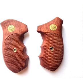 BMPL New Hardwood Sp101 Grips Model Finger Groove Checkered Handcraft Handmade Wood Revolver Handgun Deluxe Gold Medallion #SP161
