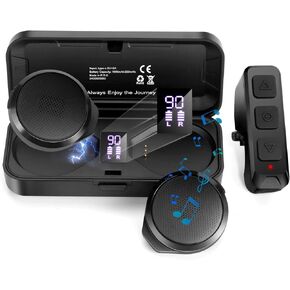 Motorcycle Helmet Headset with Remote Control【No Installation】True Wireless Helmet Speakers with Charging Box, 50+ Hours Work Time Headsets LED Display for Outdoor Sports Skiing/Motorcycle/Climbing