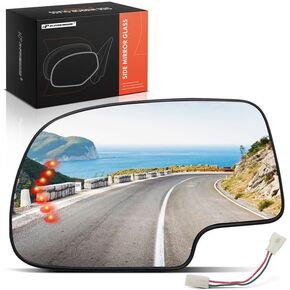A-Premium Left Driver Side Heated Mirror Glass Replacement Compatible with 2003-2007 Chevrolet Silverado, Tahoe, Suburban, Avalanche & GMC Sierra, Yukonc & Cadillac Escalade, with Turn Signal