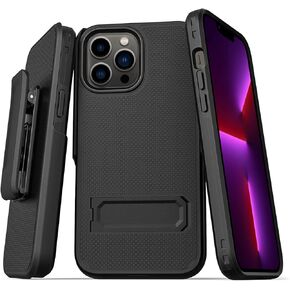 CBUS Heavy-Duty Phone Case مع حزام الحافظة لـ iPhone 14 Pro Max ، iPhone 13 Pro Max (أسود)