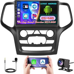 [2+64G] Hikity Android 13 Car Stereo for Jeep Grand Cherokee 2014-2020 with Wireless Carplay Android Auto, 9" IPS Touchscreen Car Radio Bluetooth GPS WiFi SWC FM RDS Backup Camera Mic