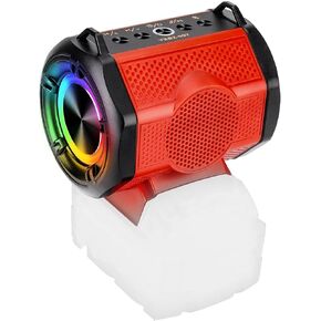 Portable Bluetooth Speaker Compatible with Milwaukee M18 18V Battery Wireless BT5.3 and USB Audio Source, TWS Pairing, Multicolored Lights, Jobsite Home Party Outdoor Speaker(No Battery)