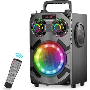 60W Bluetooth Speaker,Party Speakerswith 8000mAh Battery&Subwoofer, Deep Bass,Bluetooth 5.0,Surround Sound & Phone Stand for Home, Outdoor, Camping (Black)