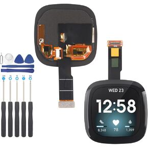 YWLRONG Screen Replacement for Fitbit Versa 3 FB511 / Fitbit Sense FB512 Watch LCD Display Touch Screen Digitizer Assembly with Tools(Black)