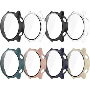 8 Pack Case for OnePlus Watch 2R Screen Protector, Hard PC Bumper Overall Protective Tempered Glass Cover Accessories for OnePlus Watch 2R