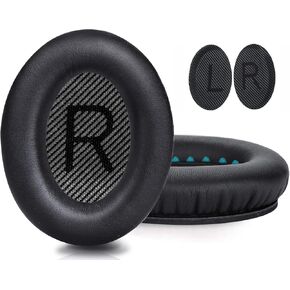 GEVO Replacement Ear Pads for Bose Quiet Comfort 35 Ear Cushion Kit Compatible with Bose QC 35/35 II Headphones Made of Protein Leather ＆ Dustproof Scrims (Black)