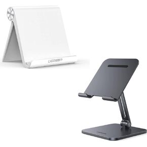 UGREEN Tablet Stand Holder Adjustable White Bundle with Tablet Stand Adjustable Grey