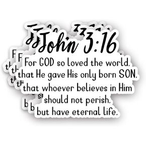 (3Pcs) Loved Christian Sticker Inspirational Quotes Bible Verse John 3:16 Jesus Vinyl Decals for Tumbler Kindles Laptop Water Bottles Books Phone - Size 3x2.2 Inch