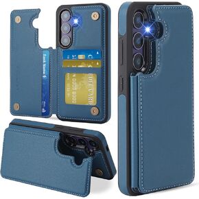 ASAPDOS لـ Samsung Galaxy S25 Ultra Case مع حامل البطاقة ، PU Leather Froofcling Flip مع حامل بطاقة RFID و Kickstand للرجال البني