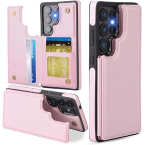 ASAPDOS for Samsung Galaxy S25 Ultra Case with Card Holder,PU Leather Shockproof Flip Case with RFID Blocking Card Holder and Kickstand for Men Women Brown in Kuwait