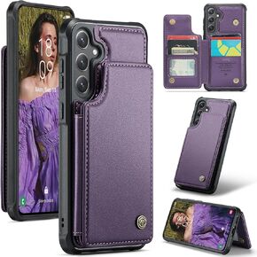 Bemal for Samsung Galaxy S25 Plus Wallet Case with Card Holder, RFID Blocking, Shockproof Leather Kickstand for Men and Women, Durable Protective Phone Cover for 6.7", Purple