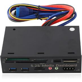 PC Front Panel Internal Card Reader USB Hub, USB 3.0, 5.25inch, Support CF Card, TF Card, M2 Card, MMC/MS, SIM/Smart Cards