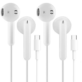 2 Pack USB C Headphones Earbuds for Apple iPhone 16/15/iPad Pro, Type C Earbuds Wired Earphones with Microphone & Remote Control Noise Cancelling in-Ear Headset for Samsung Galaxy,Pixel 7/6/6a/5/4