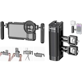 NEEWER S23 Ultra Cage Video Rig with Dual Side Handles, 67mm Lens Filter Thread Adapter, PA005E Side Handle Grip with Wireless Remote Control Button Shutter Trigger Included