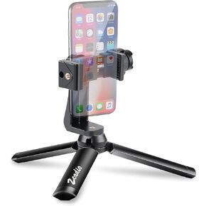 Zeadio Metal Mini Tripod + Tripod Smartphone حامل مع حامل حذاء بارد ، يناسب Smooth 4 و Osmo Mobile و Vimble 2 و Gimbal Handle Grip Supilizer و iPhone وجميع هواتف Android الذكية