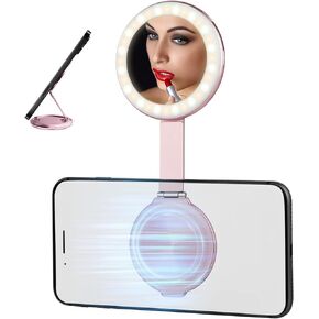 Rechargeable Magnetic Selfie Light, Portable Fill Phone Light with Mirror, Laptop Ring Light with Metal Ring Velvet Drawstring Bag, Phone Lighting for Video Recording Vlog Makeup