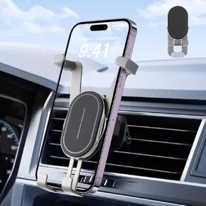 Amiss Car Phone Holder Mount, Upgraded Air Vent Clip Auto-Locking Hands-Free Cell Phone Holder, Universal Fit for iPhone 16/15/14/13 Pro Max, Samsung S24/S23 & All Smartphones (Black)