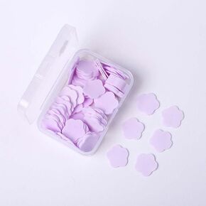100 Sheets Disposable Paper Soap with Box,Hand Wash Cute Petal Soap Sheets Hand Bath Toiletry Paper Soap Sheets Soap Flakes for Portable Travel Hiking Washing,Foot and Hand Care (100, Purple)
