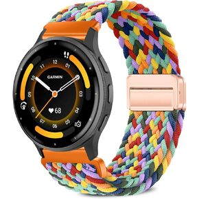 Magnetic Braided Watch Bands Compatible with Garmin Venu 3 45mm/Venu 2/Garmin vivoactive 4/Garmin Forerunner 265/255/255 Music,22mm Wristband,Replacement Nylon Sport Strap for Women Men