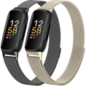JKD Metal Bands متوافقة مع Fitbit Inspire 3 فرق للنساء للنساء ، استبدال حزام حلقة Magnetic Soft Mesh Magnet