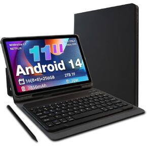 AGM PAD P2 Android 14 Tablet with Keyboard & Stylus & Case, 11" 90Hz FHD 480 NITS Display, MTK G99, Widevine L1, Quad Box Stereo Speakers, 7850mAh, 16(8+8) + 256GB[TF 2TB], GPS, Compass, OTG, WiFi
