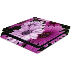 MightySkins Skin Compatible with Sony PS4 Slim Console - Purple Flowers | Protective, Durable, and Unique Vinyl Decal wrap Cover | Easy to Apply, Remove, and Change Styles | Made in The USA