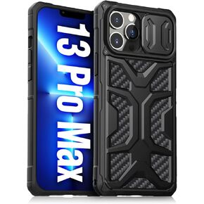 Erhu Camshield Armor iPhone 13 Pro Max Case مع حماية تغطية الكاميرا و Kickstand Ring Ring ، قضية حماية من الدرجة العسكرية المقاومة للصدمات لـ iPhone 13 Pro Max 6.7 بوصة ، طراز الجيش الأسود