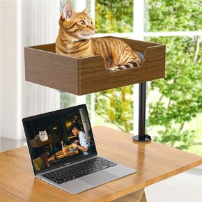 Cat Desk Bed, Cat Bed for Desk with Soft Cat Mat & Sturdy Steel Frame - Keeps Kitten Cat Close & Workspace Clear, Supports up to 44lbs/20kg