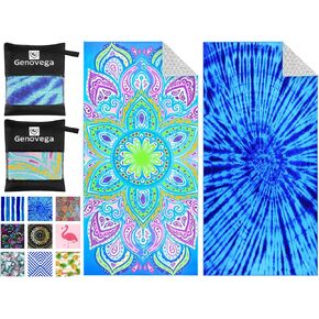 2 Pack Microfiber Oversized Beach Towel Lightweight Thin Compact Sandproof Towels Quick Dry Extra Large Sand Free Pool Travel Swim Blanket Beach Essentials Accessories Vacation Women Adult Gift Blue