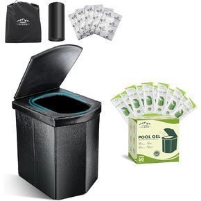 Sckee Portable Toilet and 60Pack Poo Gel for Portable Toilet