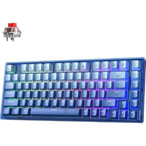 RisoPhy Portable 60 Percent Keyboard, 82 Keys Hot Swappable Mechanical Gaming Keyboard, Linear Silent Red Switches, Blue PBT Keycaps, Compact Mini RGB Backlit Wired Keyboard, Pro Driver Supported