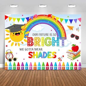 Preschool Graduate Backdrop 7x5ft Our Future is So Bright We Gotta Wear Shades Kindergarten Graduation Background Party Decorations Class of 2025 Kids Graduation Banner Photo Booth Props