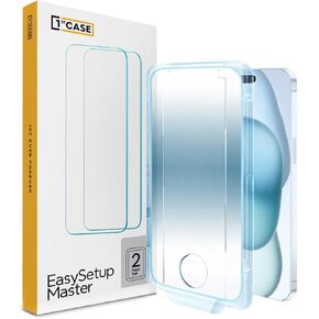1stcase Tempered Glass [EasySetup Master] Screen Protector [2-pack Set] for iPhone 16 Pro Max [Case Friendly] - Clear