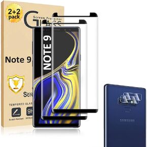 Galaxy Note 9 Screen Protector, Note 9 Tempered Glass Screen Protector【2+2 Pack】 2 Pack Camera Lens Protector, 3D Glass 9H Hardness Tempered Glass Screen Protector for Samsung Galaxy Note 9