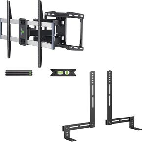 USX MOUNT Full Range Indoor Outdoor TV Mount up to 132lbs for 47-84 inch TVs Max VESA 600x400mm & Soundbar Mount Sound Bar TV Mount up to 13.2 lbs for Mounting Above or Under TV