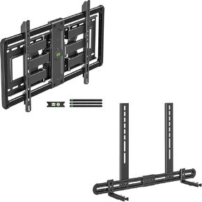 USX Low Profile Full Motion TV Wall Mount for 37-90 Inch TVs - Fits 24inch Studs, Max VESA 600x400mm, Supports Soundbars Up to 13.2 lbs