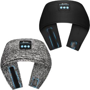 Adjustable Headband Headphones, 2-Pack Sleeping Headphones with Fastener, Bluetooth Headband with Thin Speakers Mic for Men Women, Yoga, Running, Workout, Travel